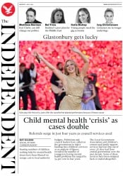 The Independent (UK) Newspaper Front Page for 1 July 2019