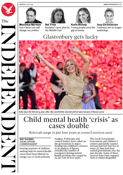 The Independent Newspaper Front Page (UK) for 1 July 2019