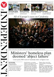 The Independent (UK) Newspaper Front Page for 20 December 2017