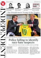 The Independent (UK) Newspaper Front Page for 20 March 2019
