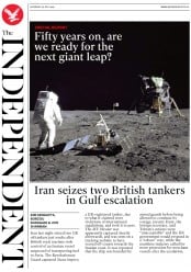 The Independent (UK) Newspaper Front Page for 20 July 2019