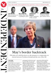 The Independent (UK) Newspaper Front Page for 20 September 2018