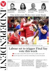 The Independent (UK) Newspaper Front Page for 21 October 2019