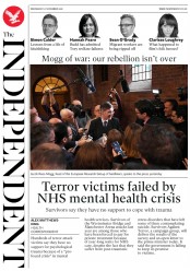 The Independent (UK) Newspaper Front Page for 21 November 2018