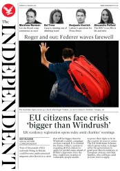 The Independent (UK) Newspaper Front Page for 21 January 2019