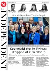 The Independent (UK) Newspaper Front Page for 21 February 2019