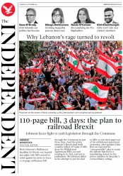 The Independent (UK) Newspaper Front Page for 22 October 2019