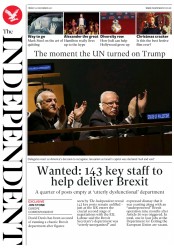 The Independent (UK) Newspaper Front Page for 22 December 2017