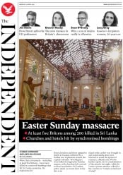 The Independent (UK) Newspaper Front Page for 22 April 2019