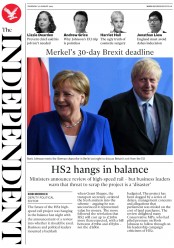 The Independent (UK) Newspaper Front Page for 22 August 2019