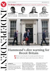 The Independent (UK) Newspaper Front Page for 23 November 2017