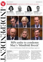 The Independent (UK) Newspaper Front Page for 23 November 2018