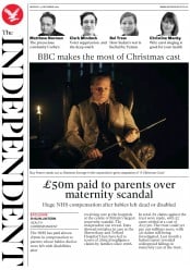 The Independent (UK) Newspaper Front Page for 23 December 2019