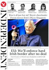 The Independent (UK) Newspaper Front Page for 23 January 2019