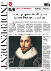 The Independent Newspaper Front Page (UK) for 23 April 2014