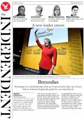 The Independent (UK) Newspaper Front Page for 23 July 2019