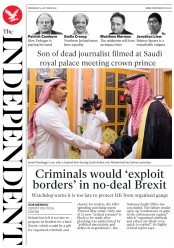 The Independent (UK) Newspaper Front Page for 24 October 2018