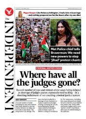 The Independent (UK) Newspaper Front Page for 24 October 2023