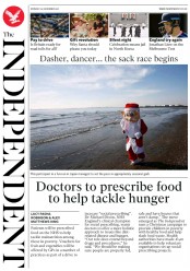 The Independent (UK) Newspaper Front Page for 25 December 2017