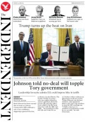 The Independent (UK) Newspaper Front Page for 25 June 2019