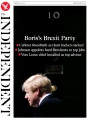 The Independent (UK) Newspaper Front Page for 25 July 2019