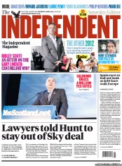 The Independent (UK) Newspaper Front Page for 26 May 2012