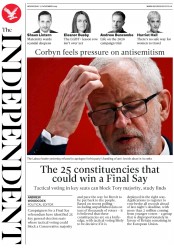 The Independent (UK) Newspaper Front Page for 27 November 2019