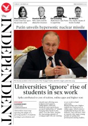 The Independent (UK) Newspaper Front Page for 27 December 2018