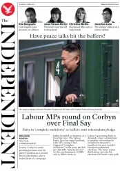 The Independent (UK) Newspaper Front Page for 27 April 2019