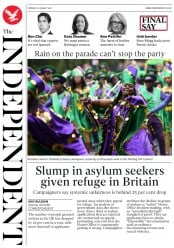 The Independent (UK) Newspaper Front Page for 27 August 2018