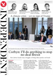 The Independent (UK) Newspaper Front Page for 27 August 2019