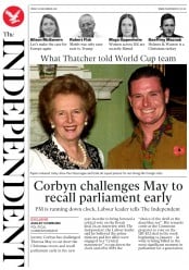 The Independent (UK) Newspaper Front Page for 28 December 2018