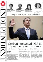 The Independent (UK) Newspaper Front Page for 28 February 2019