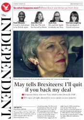 The Independent (UK) Newspaper Front Page for 28 March 2019