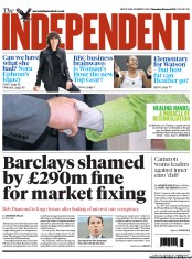 The Independent Newspaper Front Page (UK) for 28 June 2012