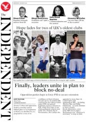 The Independent (UK) Newspaper Front Page for 28 August 2019