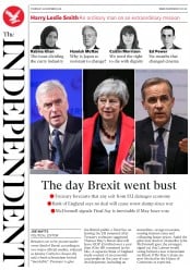 The Independent (UK) Newspaper Front Page for 29 November 2018