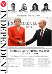 The Independent (UK) Newspaper Front Page for 29 June 2019