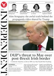 The Independent (UK) Newspaper Front Page for 2 December 2017