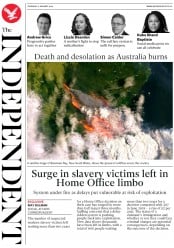 The Independent (UK) Newspaper Front Page for 2 January 2020