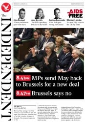 The Independent (UK) Newspaper Front Page for 30 January 2019