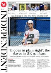 The Independent (UK) Newspaper Front Page for 3 January 2018