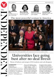 The Independent (UK) Newspaper Front Page for 4 January 2019
