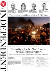 The Independent (UK) Newspaper Front Page for 5 November 2019
