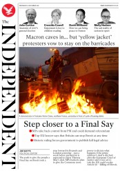 The Independent (UK) Newspaper Front Page for 5 December 2018