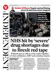 The Independent (UK) Newspaper Front Page for 6 November 2023