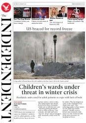 The Independent (UK) Newspaper Front Page for 6 January 2018