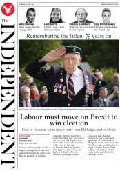 The Independent (UK) Newspaper Front Page for 6 June 2019