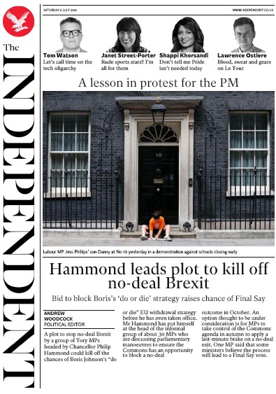The Independent Newspaper Front Page (UK) for 6 July 2019