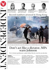 The Independent (UK) Newspaper Front Page for 6 August 2019
